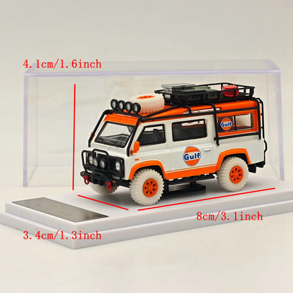 Master 1:64 pour Land Rover Defender Van Gulf Vernis Jouets moulés sous pression Modèles de voitures Miniature Hobby Cadeaux de collection 