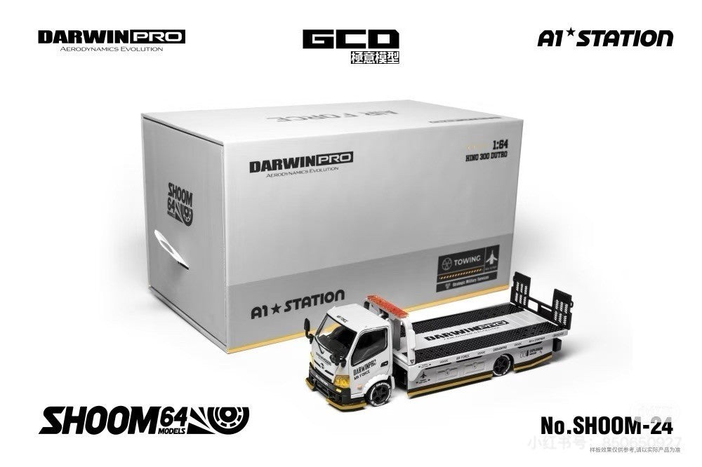 GCD SHOOM64 1/64 HINO 300 Flatbed Tow Truck DarwinPRO Diecast Models Hobby Gift