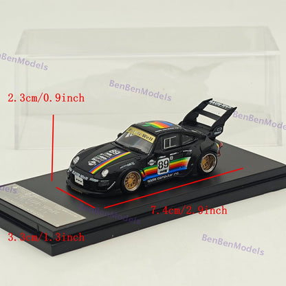 1:64 SW 911 RWB 993 Apple #89 Racing Sports Model Matt Black Diecast Model Car