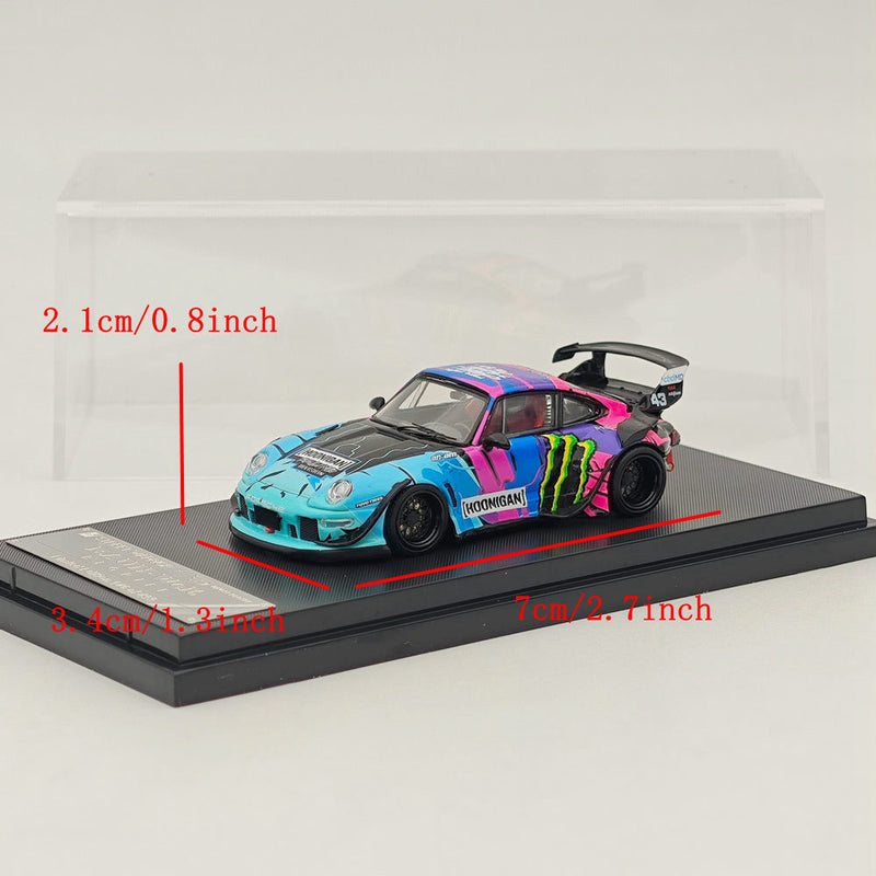 STREET WARRIOR 1:64 Porsche 993 RWB Monster Energy painting Hoonigan Diecast Models Car Toy Collection