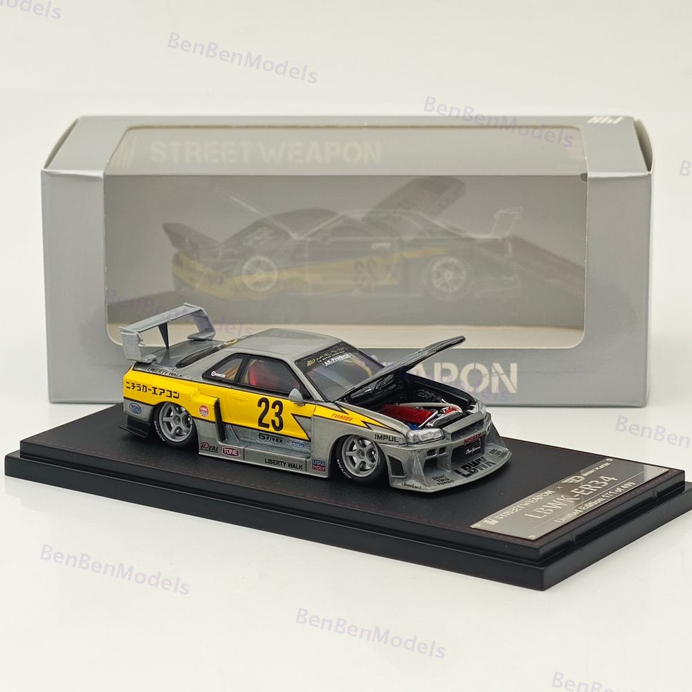 1:64 SW LBWK ER34 #23 Flash Raw Special Version Diecast Model Car Limited