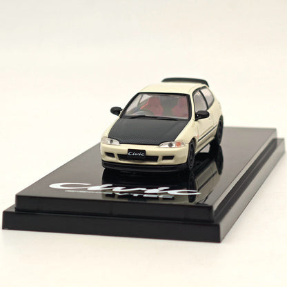 Hobby Japan 1/64 Honda CIVIC (EG6) JDM Style Customized Version With Engine Display Model White HJ642017AW Diecast Models Car Collection(Ships from the United States)