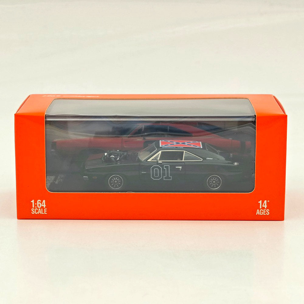 Mini Forge 1:64 1969 Charger General Lee Black with 1600 HP Twin-Turbo LS Diecast Motor