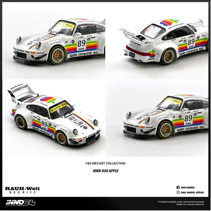 INNO 1:64 RWB 930 #89 White Apple Livery Wide-body Modification Alloy Model Car