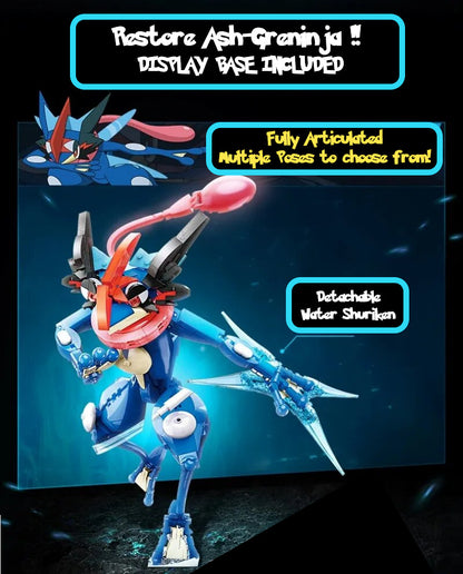 ✅ Ensemble de blocs de construction officiels Pokémon LARGE 16" Ash Greninja Jouet créatif NEUF 