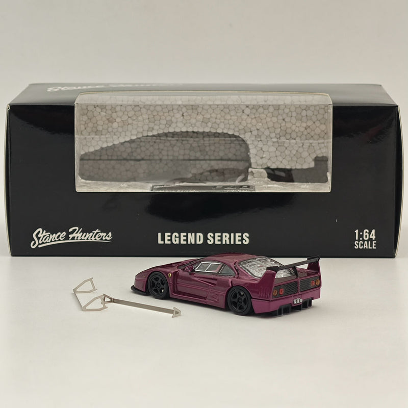 1/64 Stance Hunters Ferrari F40 Legend Series Open Tail Gate Purple Diecast Car