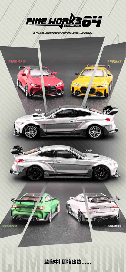 Fine Works 1:64 BMW G82 M4 ADRO BODY KIT Miniature Diecast Toys Car Models Collection Gifts