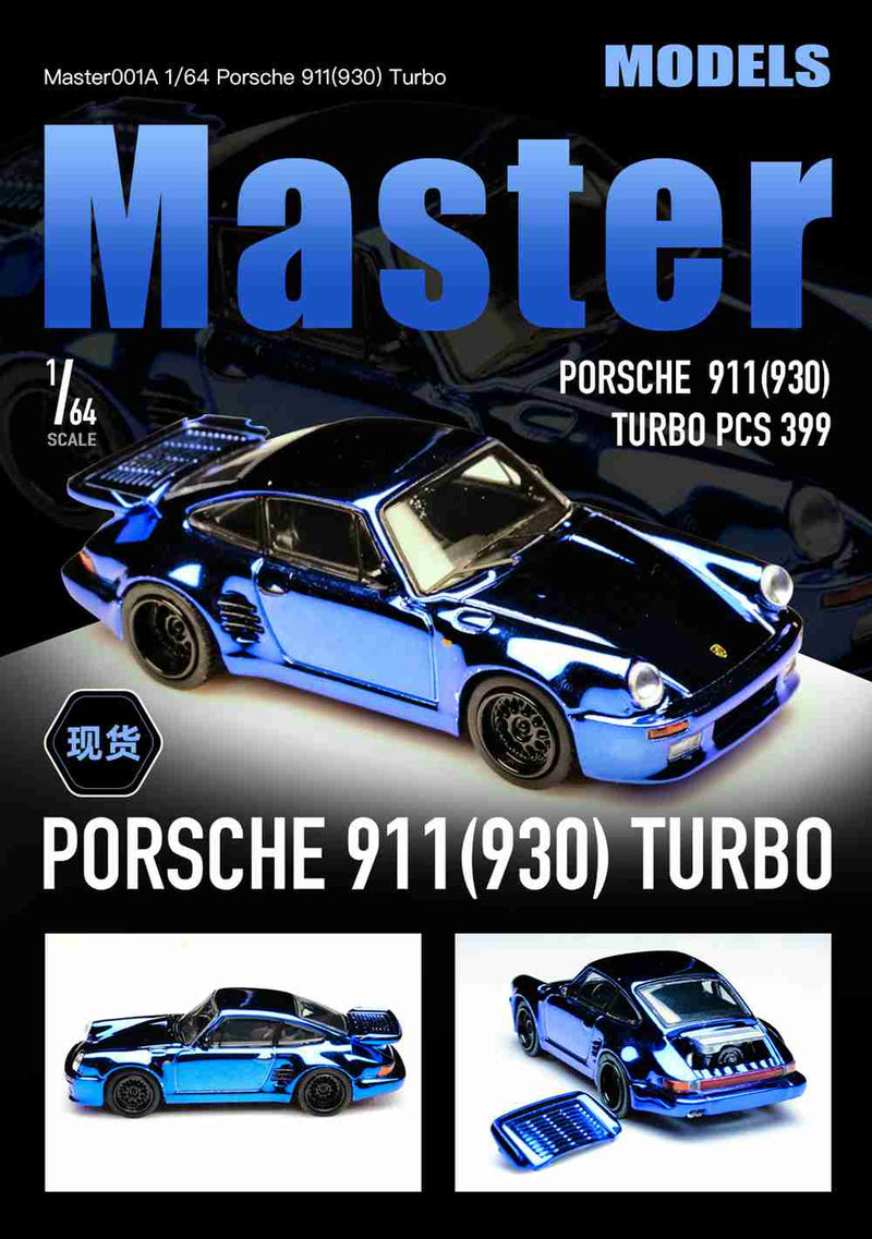 Master 1:64 Porsche 930 911 Turbo Black Bird Open Cover Engine Diecast Toys Car Models Collection Gifts