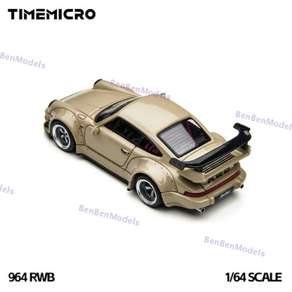 Pre-sale Time Micro 1/64 964 GT Show Widebody Beige Diecast Model Car Limited Edition