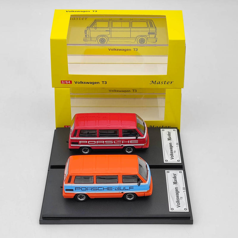 Master 1:64 Porsche B32 & VW T3 Multivan 1985 Van Gulf Diecast Toys Car Models Miniature Hobby Exquisite Gifts