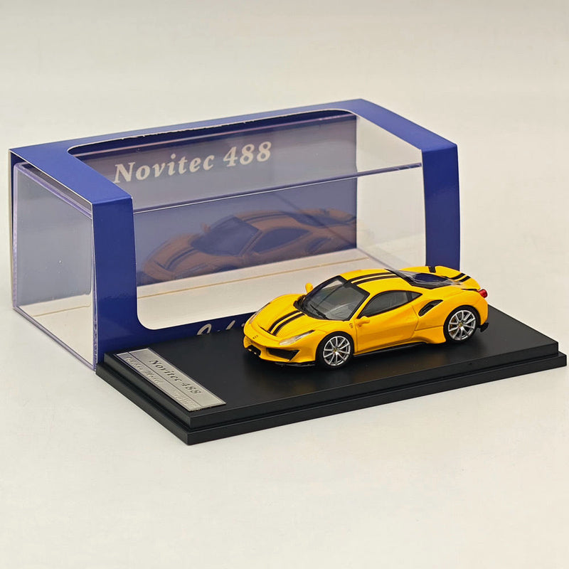 1:64 Ichilan Ferrari Novitec 488 Pista Yellow Super Racing Sports Model Diecast