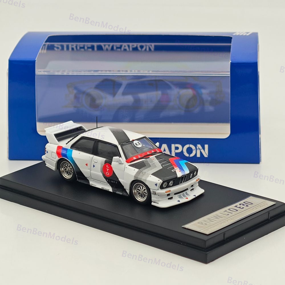 1/64 SW BMW E30 M3 LTO Modified White Diecast Model Car Limited Collection Gift