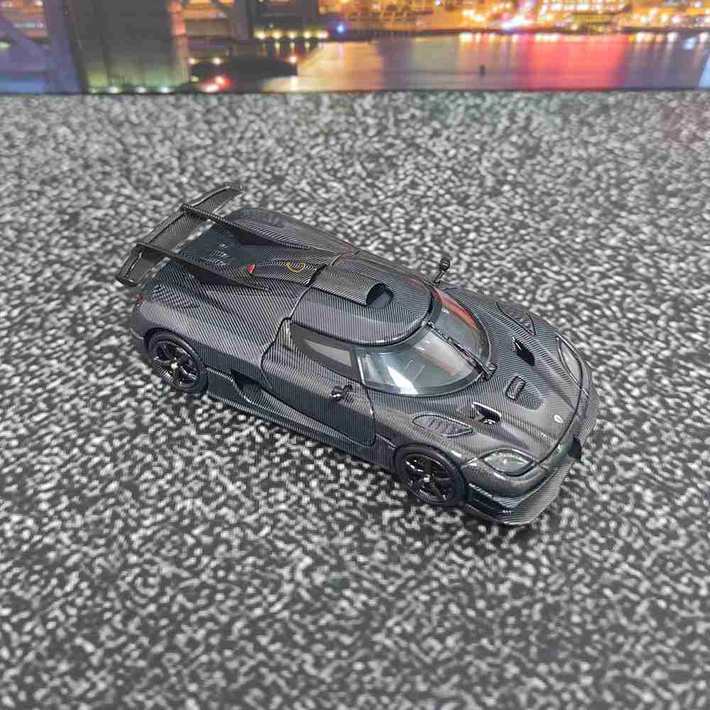 MJ 1/64 Koenigsegg one1 Customized Diecast Toys Car Models Miniature Hobby Collection Gifts Black Carbon