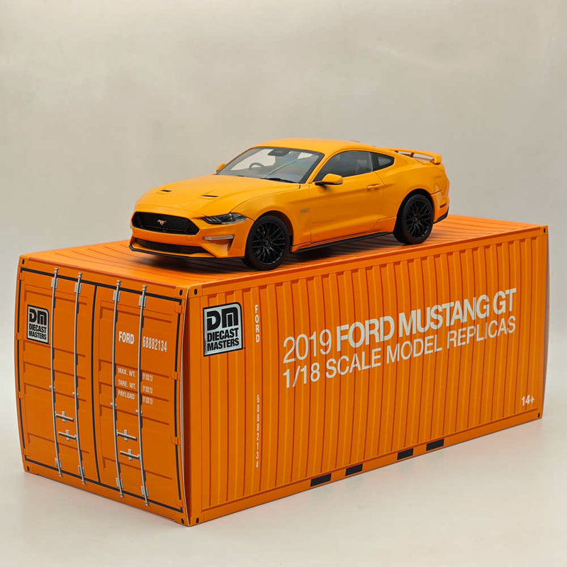 DM 1/18 Scale Model Replicas Ford Mustang GT 2019 Orange Fury RHD Diecast Car Miniature Hobby Gifts