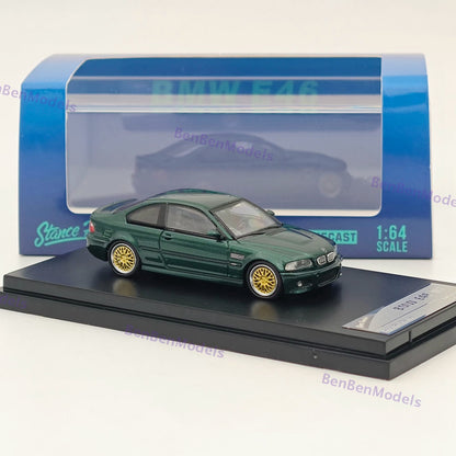 1/64 SH M3 E46 Green With BBS Wheels Diecast Metal Car Limited Collection