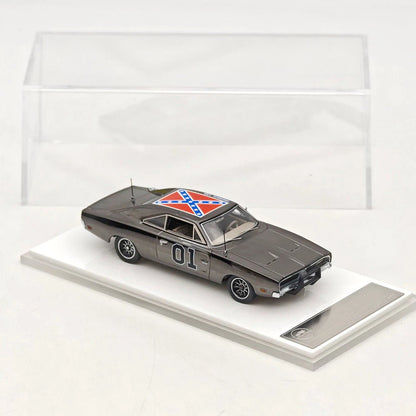 Mini Forge 1:64 General Lee Charger 1969 Limited Chrome Silver & Chrome Silver-Gray Edition Diecast Model Car