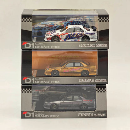 MORTAL 1:64 NISSAN BLITZ D1 SKYLINE ER34 URAS K5-660R MJ STYLE Drift Car Edition Miniature Diecast Toys Modèles de voitures Hobby Collection Cadeaux 