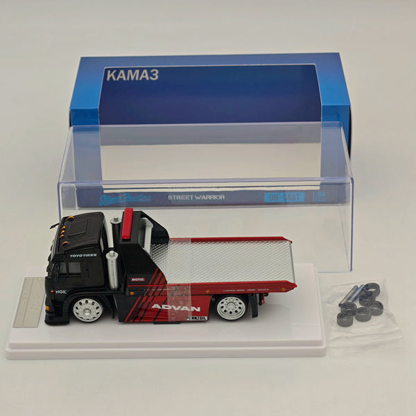 1:64 SH KamaZ Spoon Sports Flatbed Tow Truck Black Diecast Model Car Limited