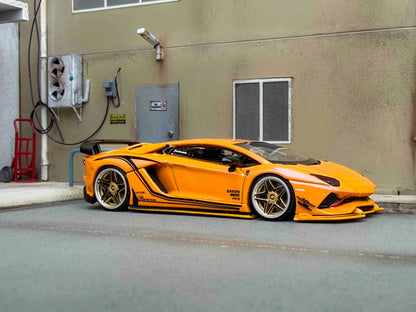Rotating Wheel 1:64 Aventador S Rowen Supercar Yellow Diecast Alloy Collectible Model Car