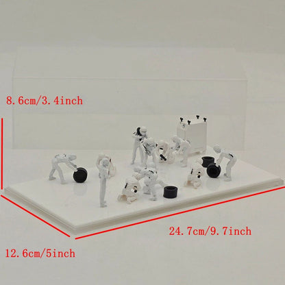 1/43 Scale F1 Pit Crew Resin Figures 12pcs Set for Racing Car Model Diorama