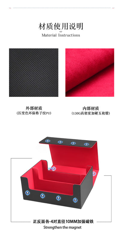 Magnetic PU Dual Compartment Card Storage Box Large Capacity for PTCG CCG OCG TCG 35PT Card Slabs