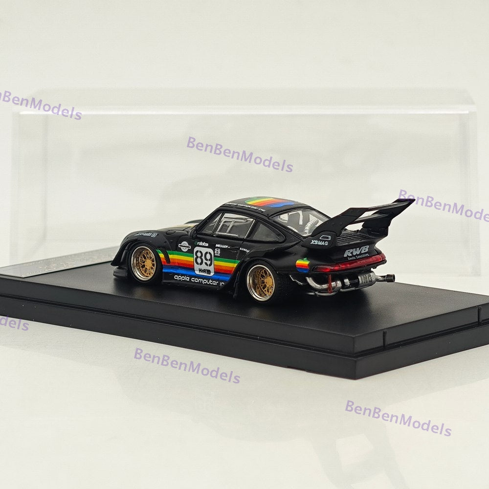 1:64 SW 911 RWB 993 Apple #89 Racing Sports Model Matt Black Diecast Model Car