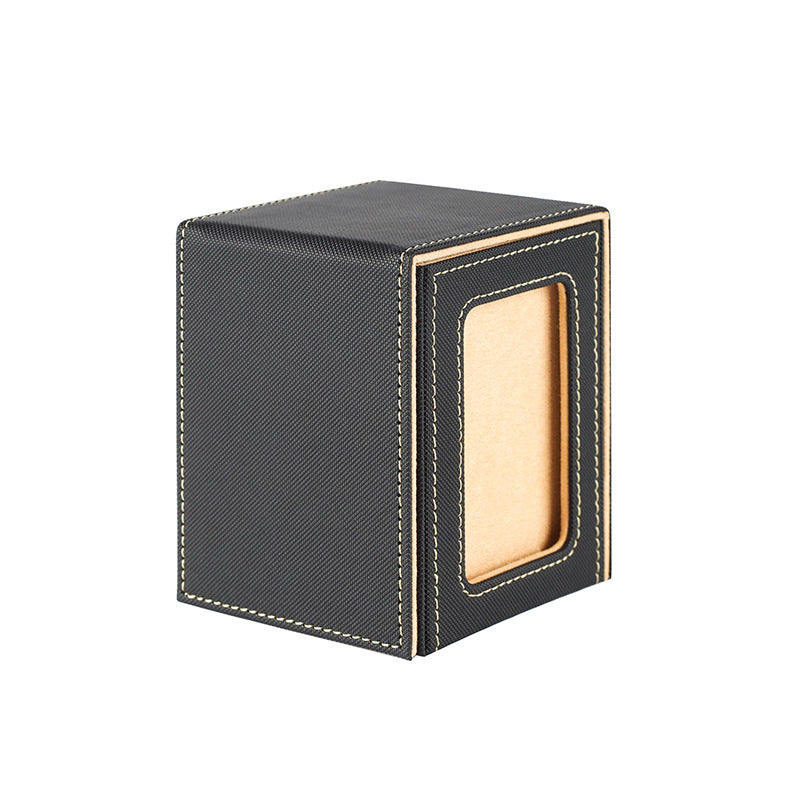 Portable Magnetic PU Deck Box Vertical Side Loading with Front View Window for TCG CCG Trading Cards