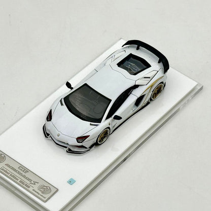 Rotating Wheel 1/64 Aventador S Rowen Supercar White Diecast Alloy Collectible Model Car