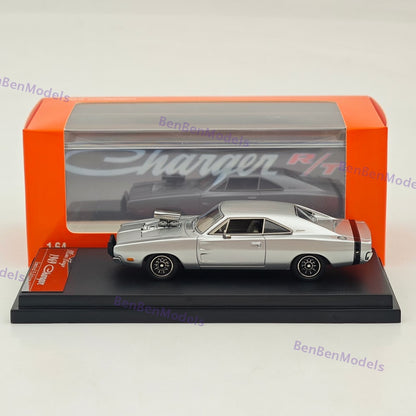 1:64 Mini Forge 1969 Charger R/T Silver Diecast Metal Car Limited Edition