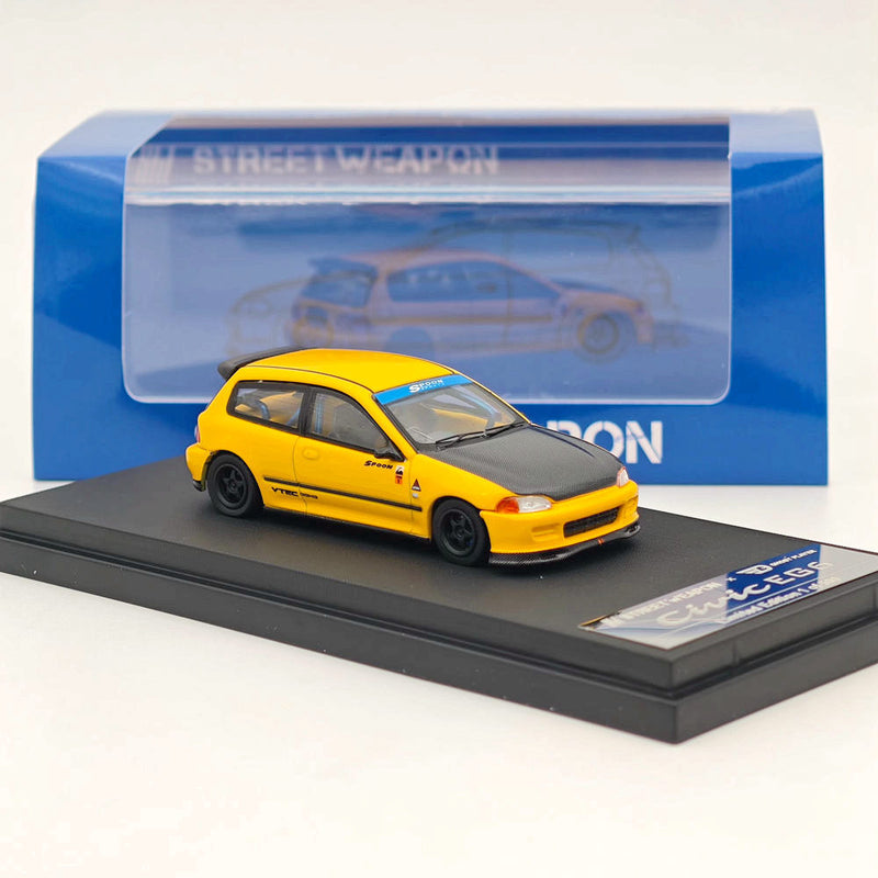 STREET WEAPON 1/64 Honda Civic EG6 Yellow Diecast Models Car Toy Limited 500 Collection