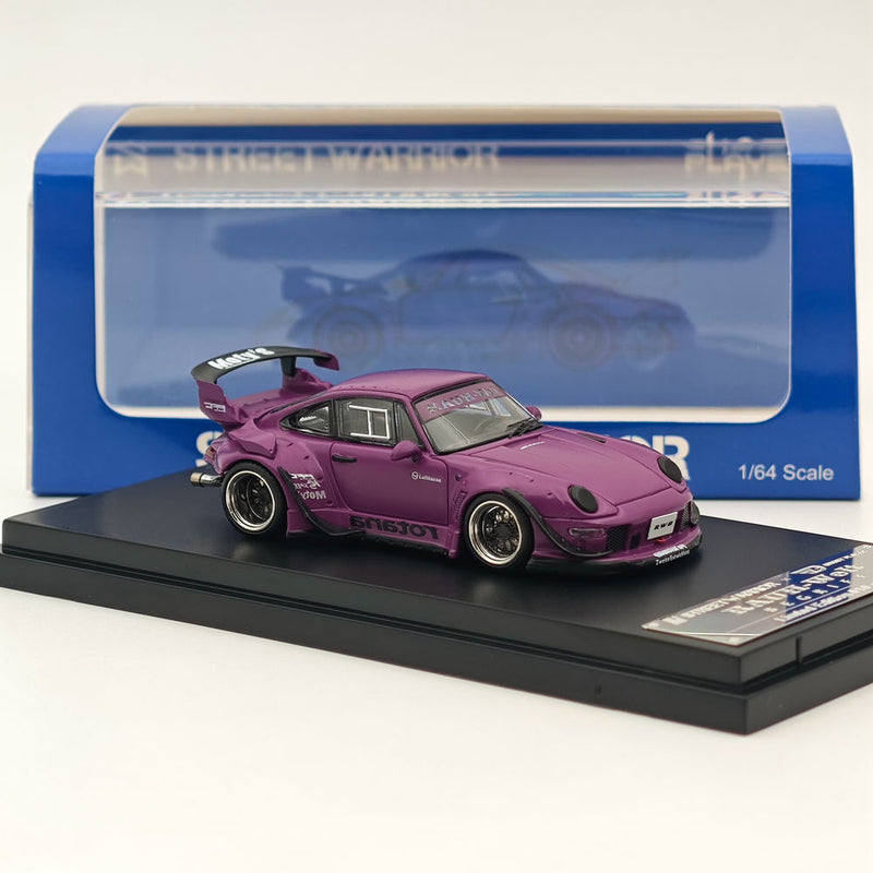 Street WARRIOR SW 1/64 Porsche RWB 993 Rotana Diecast Models Car Purple