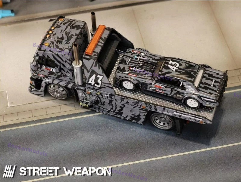 STREET WARRIOR 1965マスタング、フーニコーン+積載車トラック STREET WARRIOR 1:64 Ford Mustang 1965 Hoonicorn RTR V3 HORZON
