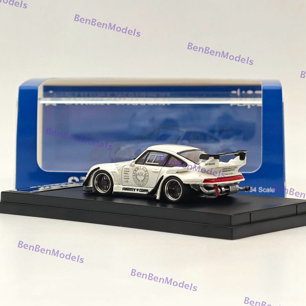 Street WARRIOR SW 1/64 Porsche RWB 993 AGL White Sport Car Diecast Model Car