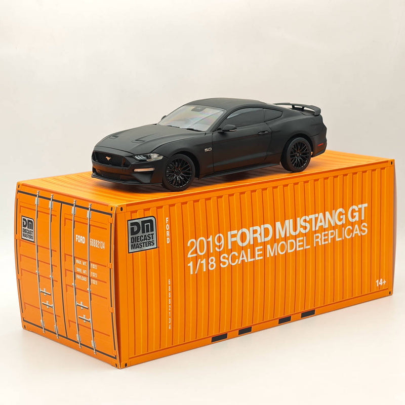 DM 1/18 Scale Model Replicas Ford Mustang GT 2019 Matte Black RHD Diecast Car Miniature Hobby