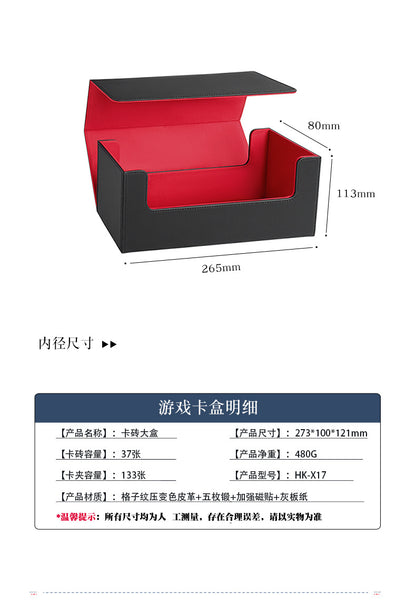 Large Capacity Magnetic PU Card Storage Box Holds 37 PT Card Slabs Toploaders Portable Deck Case for TCG Sports Trading Card