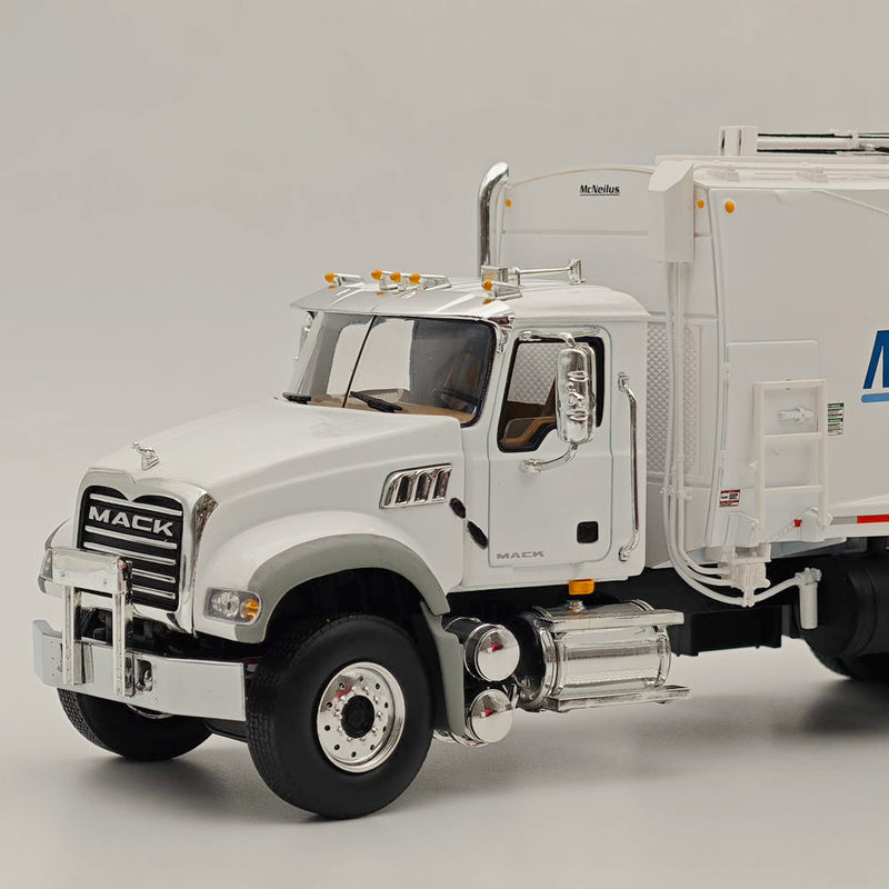 FIRST GEAR 1/34 Mack Granite W/McNeilus Rear Load Refuse Body with Trash Carts White 10-4295 DIECAST Model Truck Collection