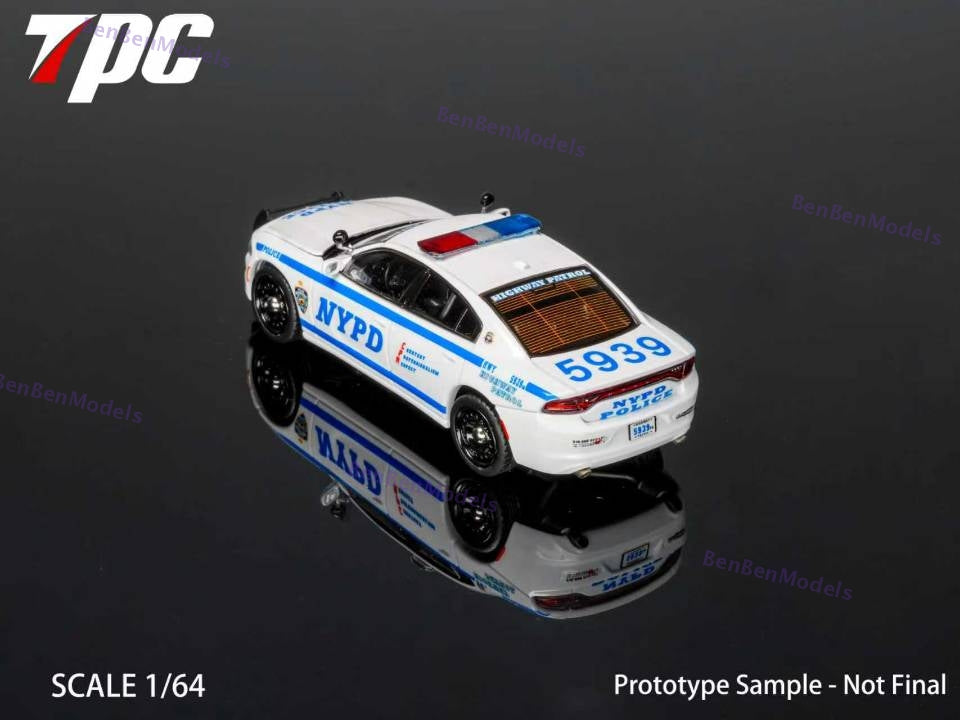 Pre-sale 1:64 TPC Dg Charger PURSUIT / NYPD Livery Police Car Hood Opens Alloy