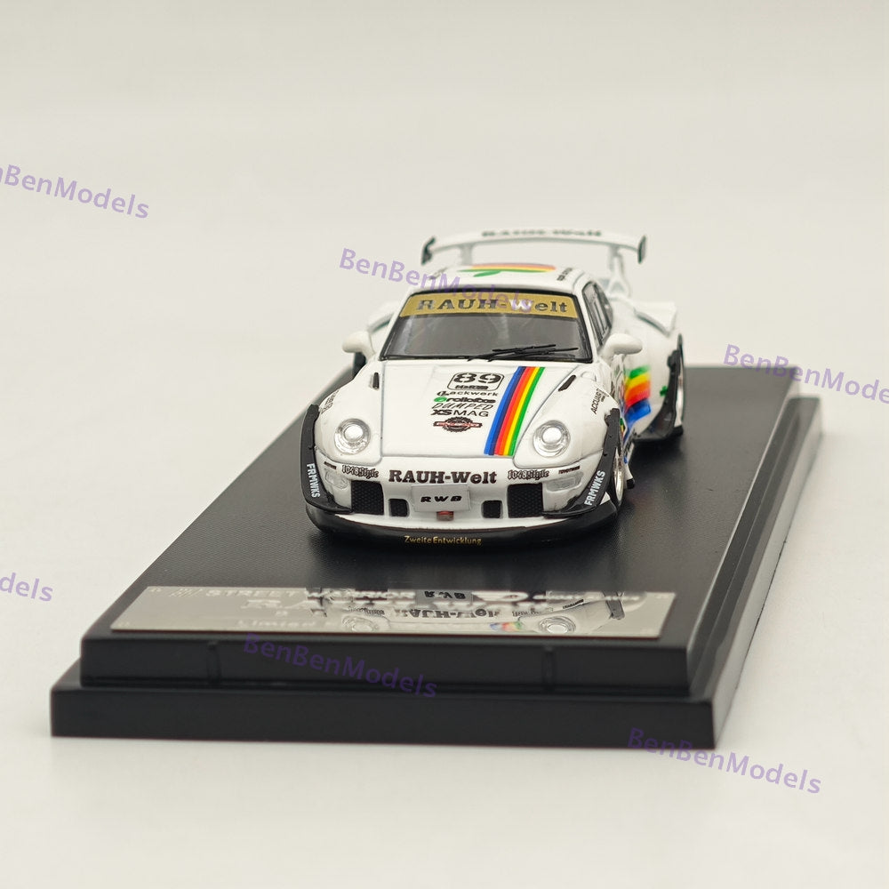 1:64 SW White 911 RWB 993 Apple #89 Racing Sports Model Diecast Metal Car