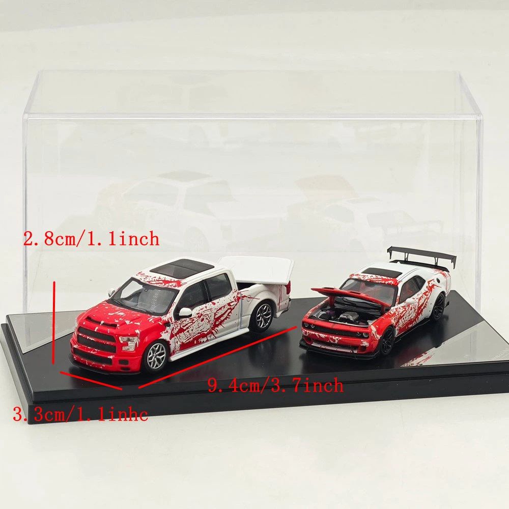 SH x ICHEMO 1:64 Shelby F150 & SRT Hellcat Red White Splash Double Set Diecast Model Car