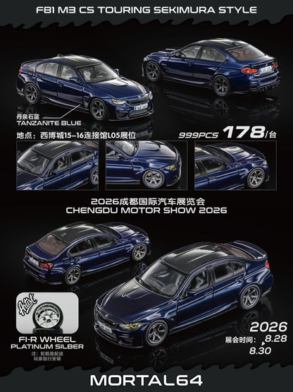 Mortal64 1:64 BMW F80 M3 MP Kit Tanzanite Blue Chengdu Motor Show 2026 Diecast Toys Car Model Gifts