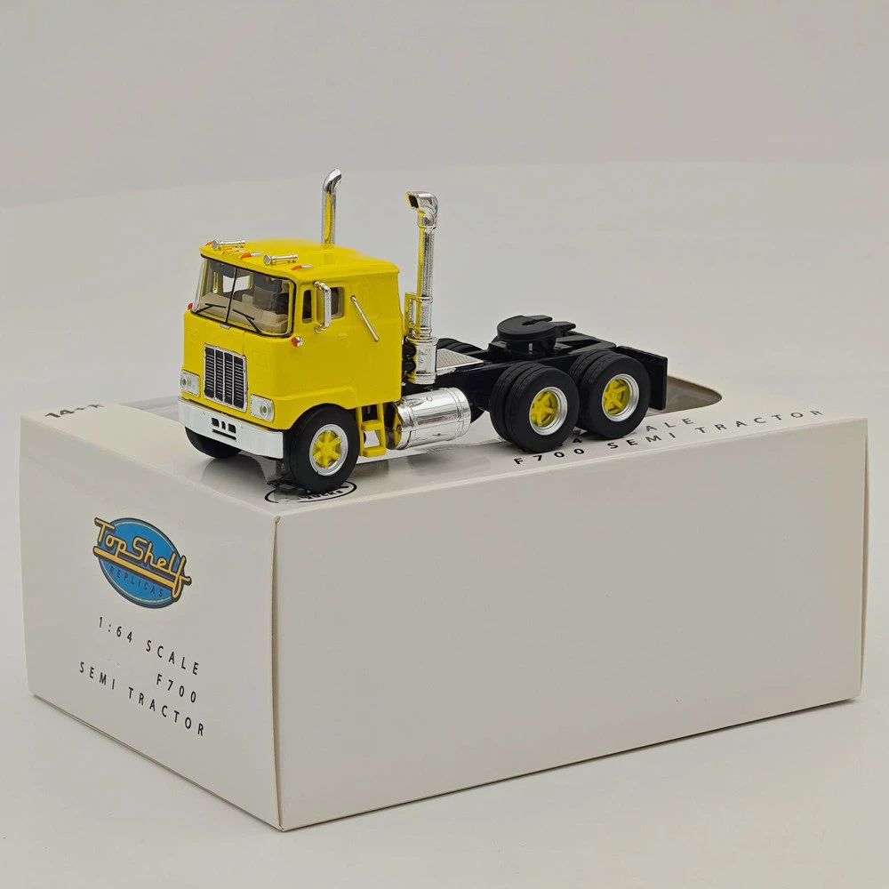 Top Self Replicas 1:64 Scale F700 Semi Tractor Trucks Yellow Diecast Sleeper Model Car