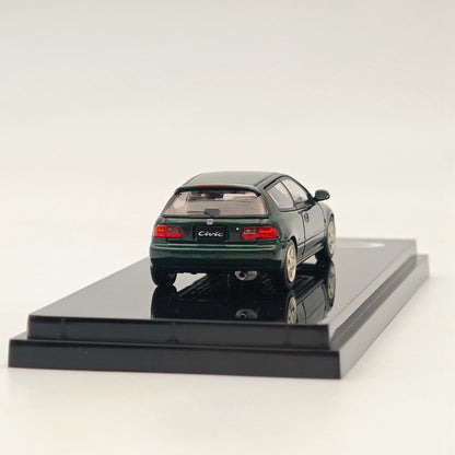 Hobby Japan 1/64 Honda CIVIC (EG6) Sir-S avec modèle d'affichage de moteur Lausanne Green (P) HJ641017SG Modèles moulés sous pression Collection de voitures 
