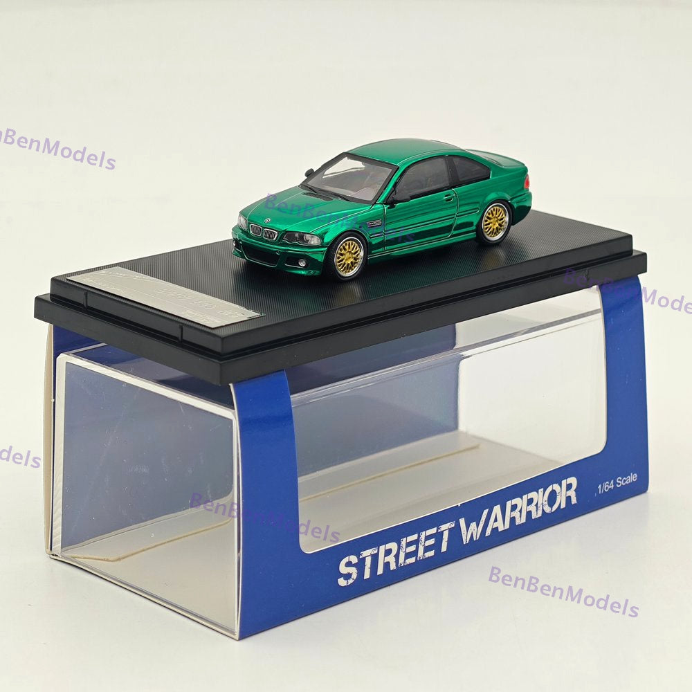 1:64 SW M3 E46 Chrome Green Coupe Racing Sports Model Diecast Metal Car Limited Collection