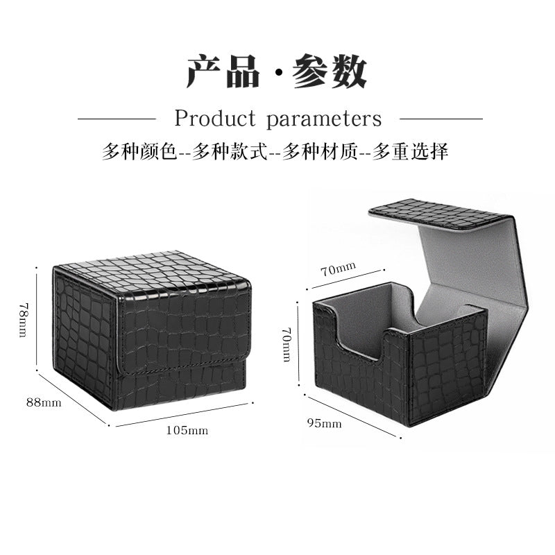 Magnetic Flip PU Card Deck Box Croc Grain Side Insert Trading Card Storage Box For Collectible Cards
