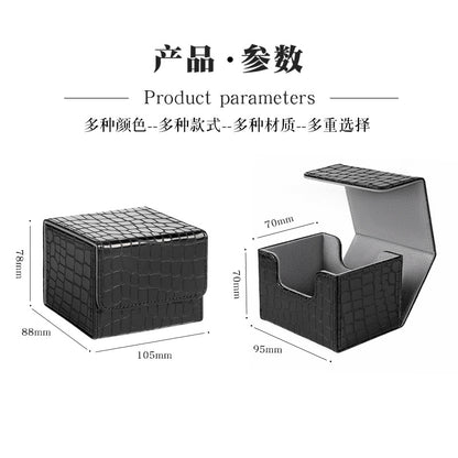 Magnetic Flip PU Card Deck Box Croc Grain Side Insert Trading Card Storage Box For Collectible Cards