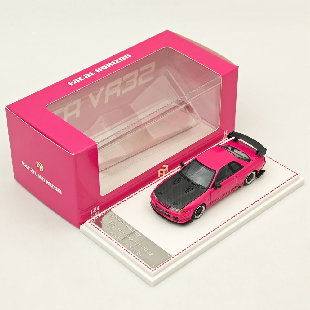 FH 1/64 Nissan Skyline GT-R VR32 Top Secret Carbon Hood Pink Diecast Model Car