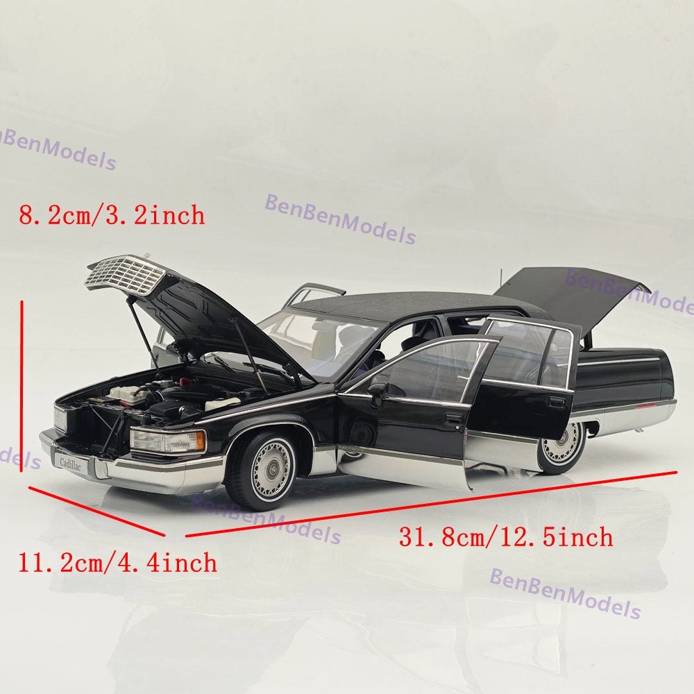 1:18 GM Cadillac 1993 Fleetwood Sedan Black / Blue Interio Diecast Model Edition