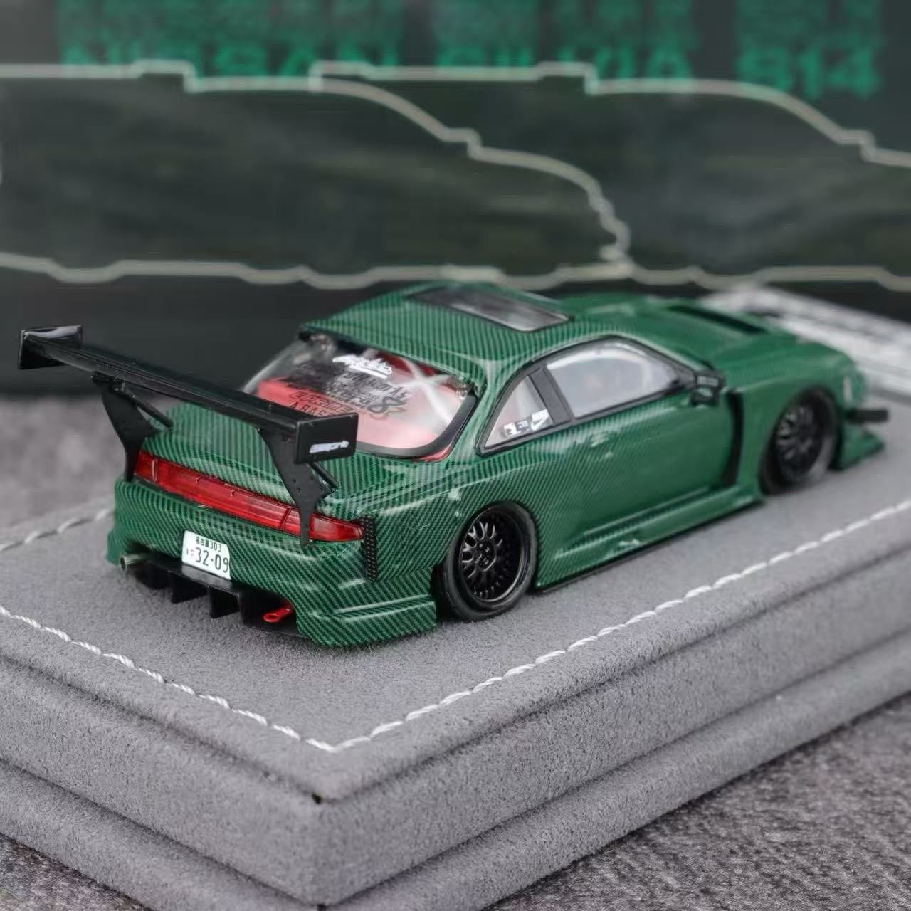 Mortal 1:64 S14 GT SPEC V2 BBS Green Carbon Alloy Diecast Toys Car