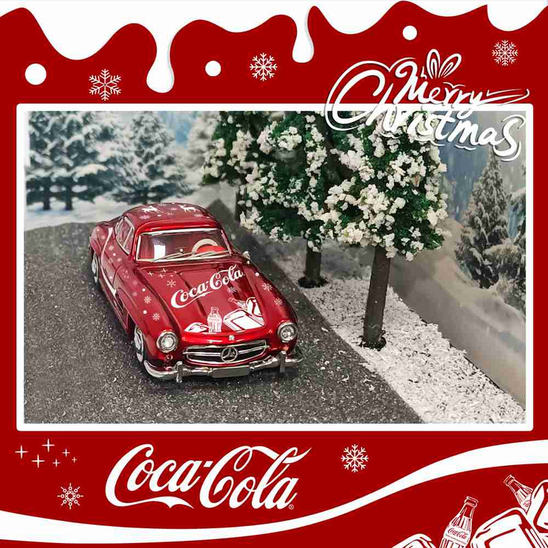 Seeker 1:64 Mercedes Benz 300SL Alloy Car Model Christmas Painting Collection Diecast Toys Car Miniature Hobby Gifts