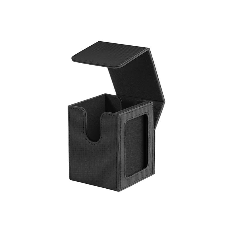 Upgraded Magnetic PU Vertical Deck Box with Front View Window for TCG CCG Sports Trading Cards